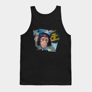 Low polygon art of young chimpanzee with grunge texture. Tank Top